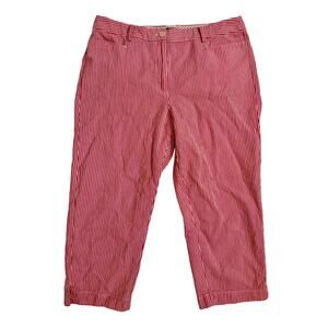 Talbots Women's Perfect Skimmer Pink Striped Seersucker Crop Pant Size 12